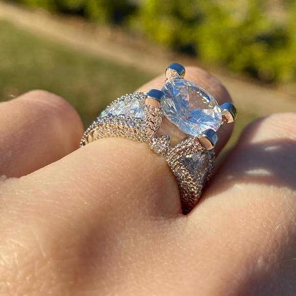 New 925 Silver Wedding Ring Sapphire Size 6-10 - Picture 9 of 11